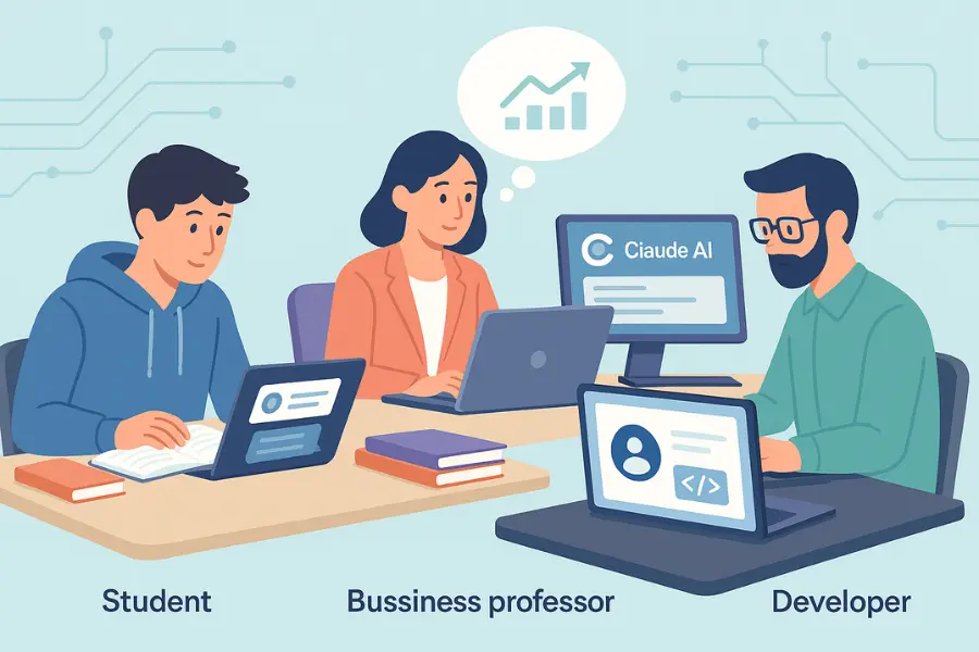 Claude AI in Action for student, in business, developers get help